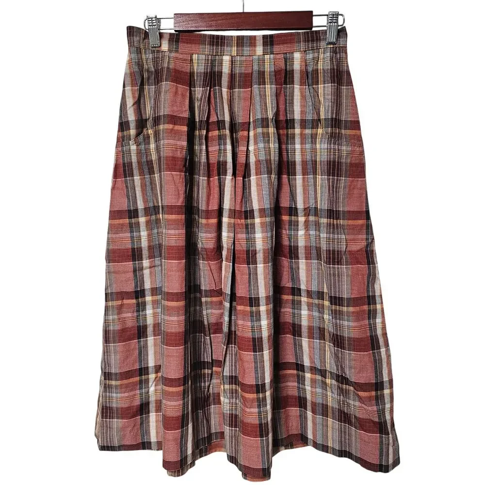 Vintage Plaid Midi Skirt Sz 13/14 Academia English Countryside Bookish Preppy